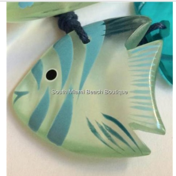 Sea Life Fish Shell Rope Necklace Surfer Island Blue Green Fair Trade 19" - Picture 6 of 8